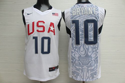 Nike Team USA 2008 Olympics Kobe Bryant 10 Basketball Jersey White